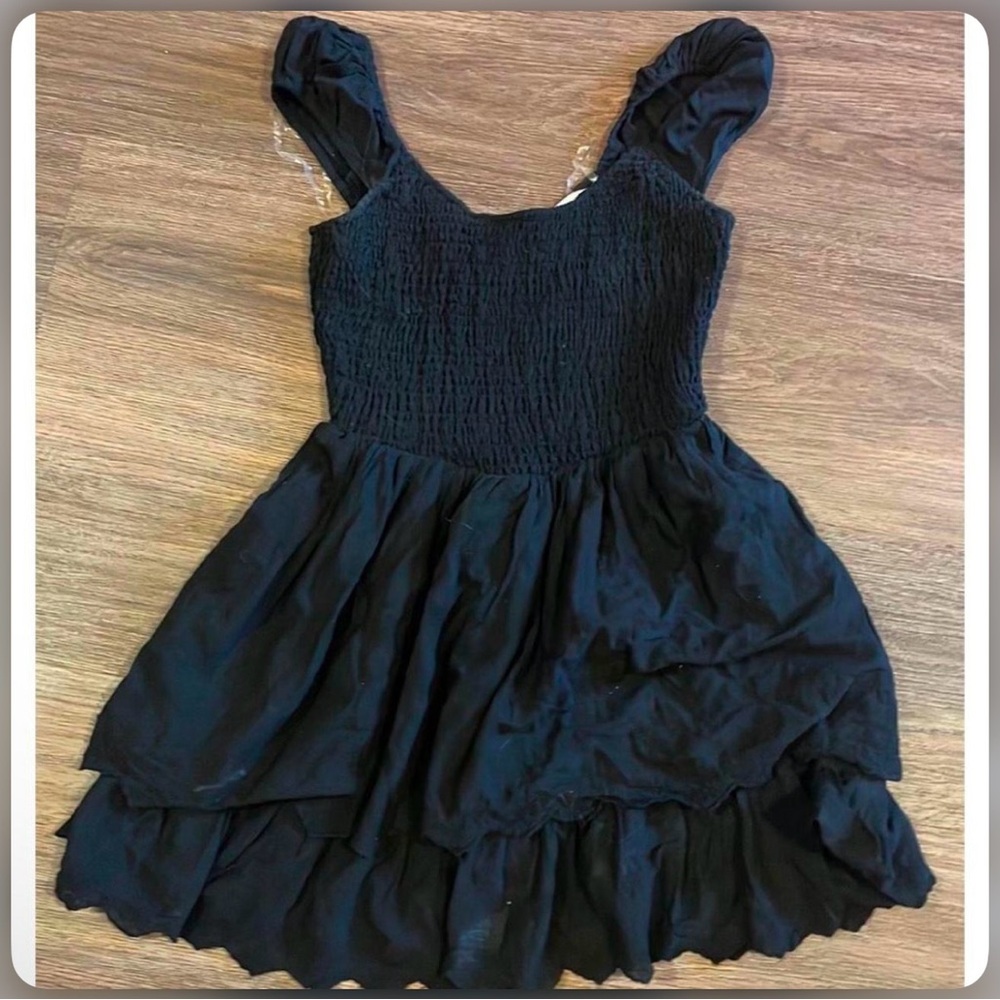 American Eagle Outfitters Black Ruffled Tiered Mini Dress